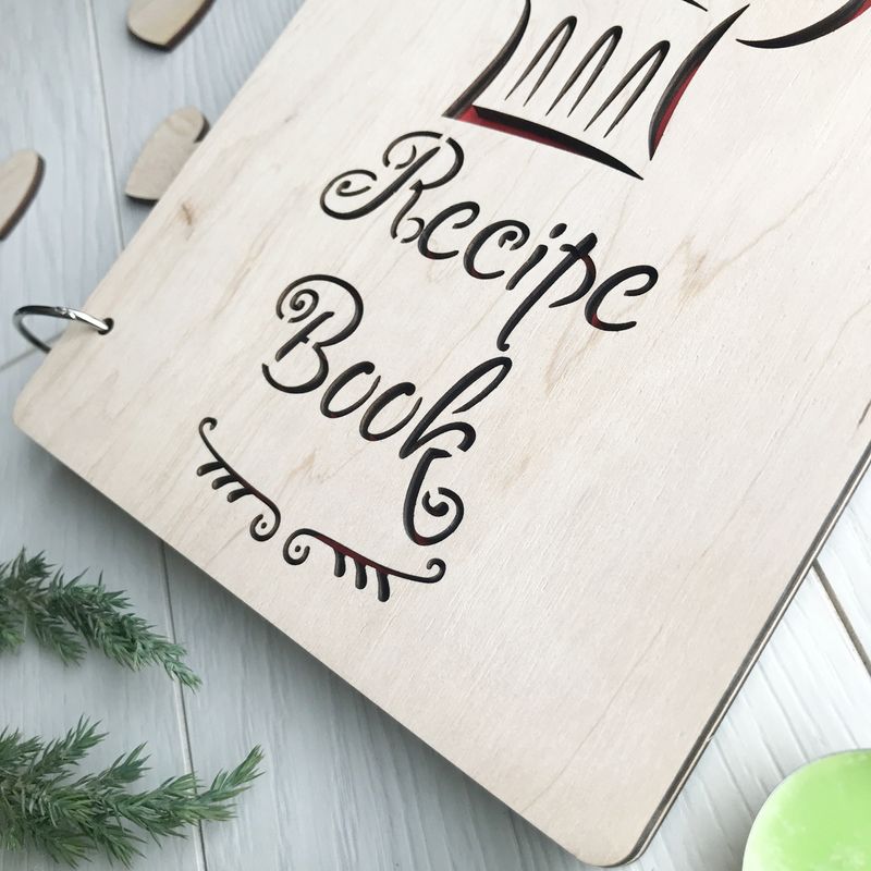 Деревянная книга для записи кулинарных рецептов