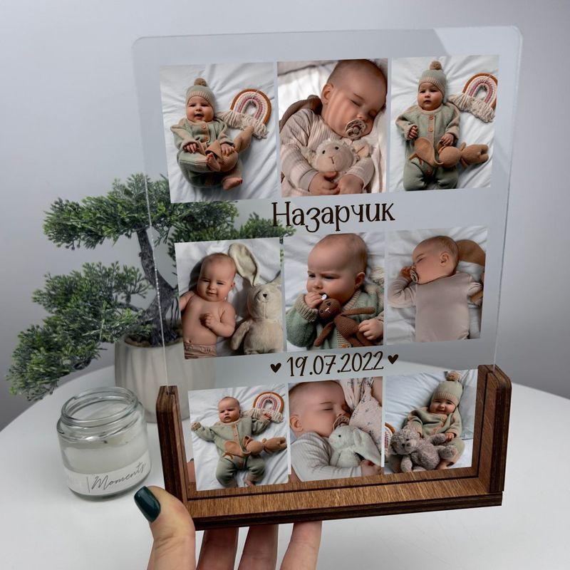 Оригінальний подарунок - друк дитячих фото на акрилі, акрилова табличка з фотографіями дитини, дитячий постер з акрилу