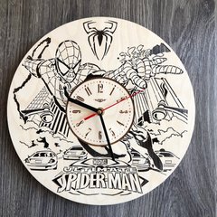 Дизайнерские настенные часы из дерева «Человек-паук»