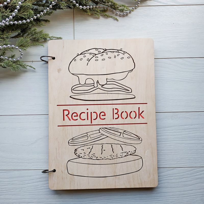 Деревянная записная книга для кулинарных рецептов
