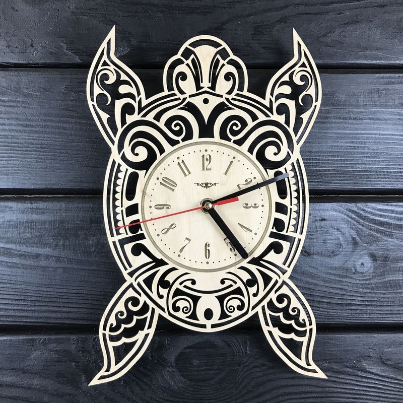 Незвичайний настінний дерев`яний годинник «Черепаха»