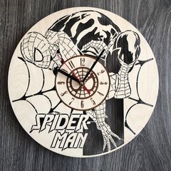 Круглий безшумний настінний годинник з дерева "Spider-Man"