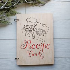Записная книга для рецептов в деревянной обложке