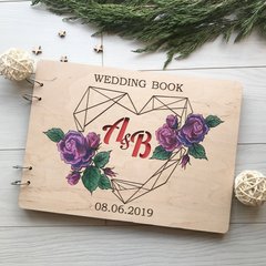 Весільний альбом з дерева з кольоровими елементами