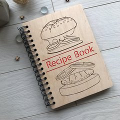 Деревянная записная книга на пружине для кулинарных рецептов