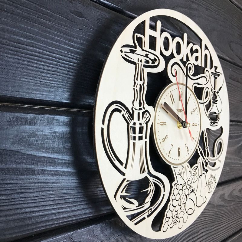 Концептуальний настінний годинник з дерева «Кальян»