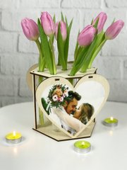 Дизайнерська підставка для квітів зі скляними колбами та фото на замовлення