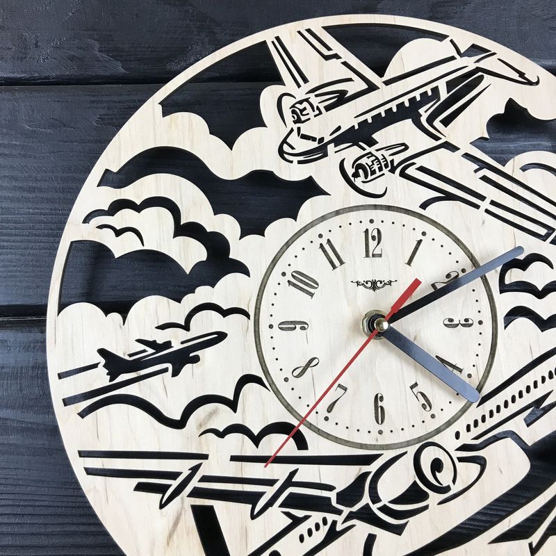 Интерьерные дизайнерские часы на стену «Самолеты»