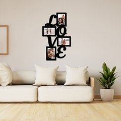 Деревянное панно на стену «Love» с рамочками для фото