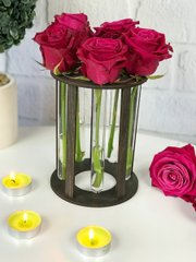 Іменна підставка для квітів з дерева зі скляними колбами