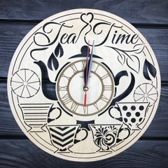 Універсальний безшумний дерев`яний настінний годинник в інтер`єр «Час чаю»