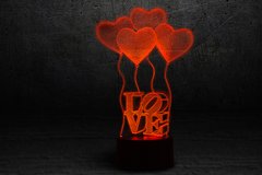 Романтичний 3D світильник світлодіодний «Сердечки LOVE»