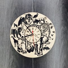 Настінний годинник дизайнерський «Джунглі», натуральне дерево