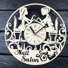 Годинник настінний з дерева «Маникюрний салон»