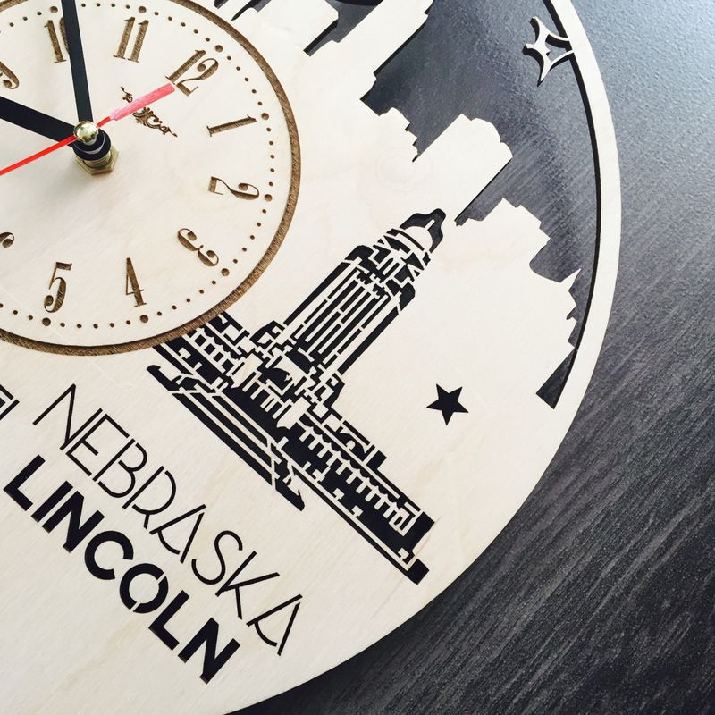 Дизайнерський годинник на стіну «Лінкольн, Небраска»