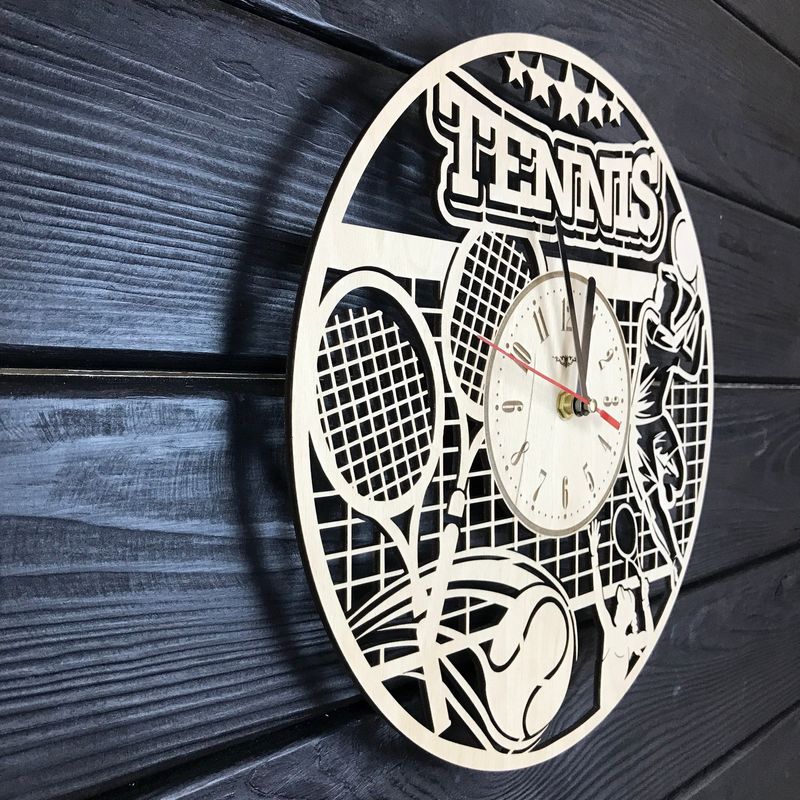 Тематичний настінний годинник з дерева «Теніс»