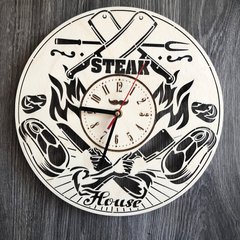 Тематичний настінний годинник з дерева "Steak House"