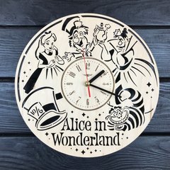 Настінний дитячий годинник з дерева «Аліса в країні чудес»