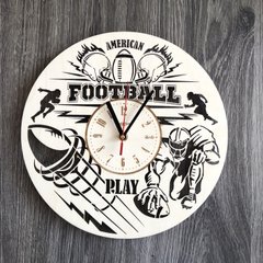 Круглий годинник з дерева настінний "Американський футбол"