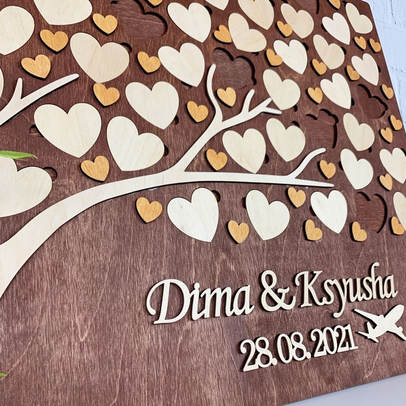 Большая свадебная открытка для пожеланий гостей из дерева