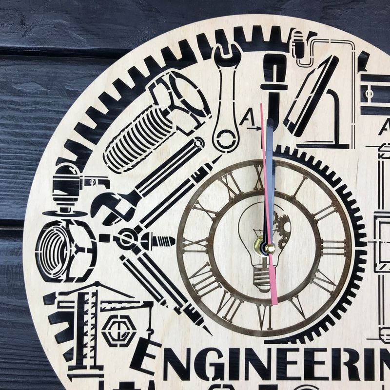 Тематичний інтер`єрний настінний годинник безшумний «Інженерія»