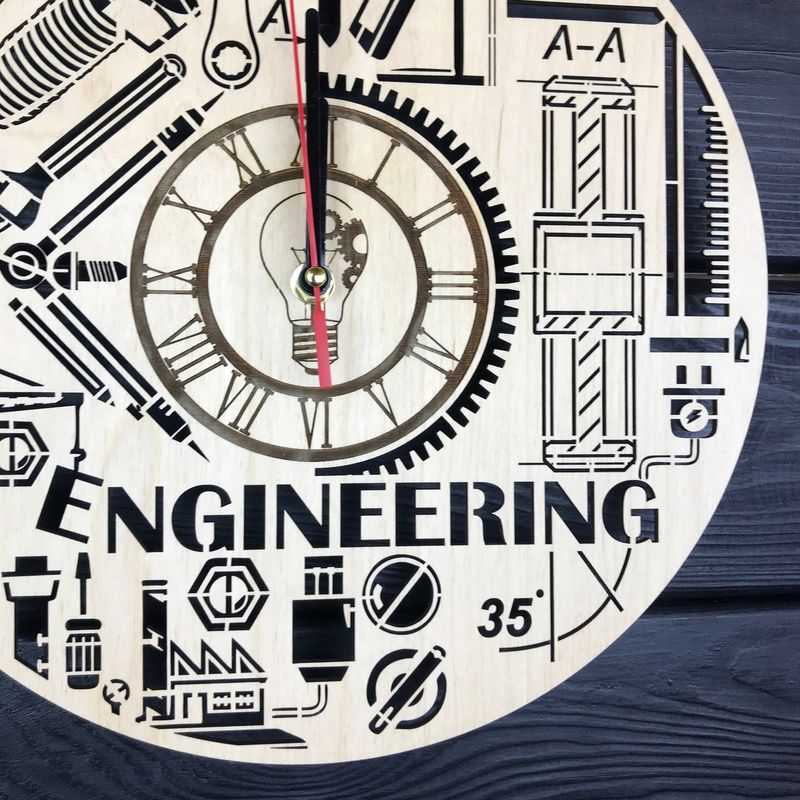 Тематичний інтер`єрний настінний годинник безшумний «Інженерія»