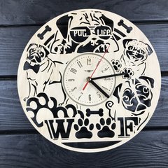 Дизайнерские оригинальные часы на стену «Забавный мопс»