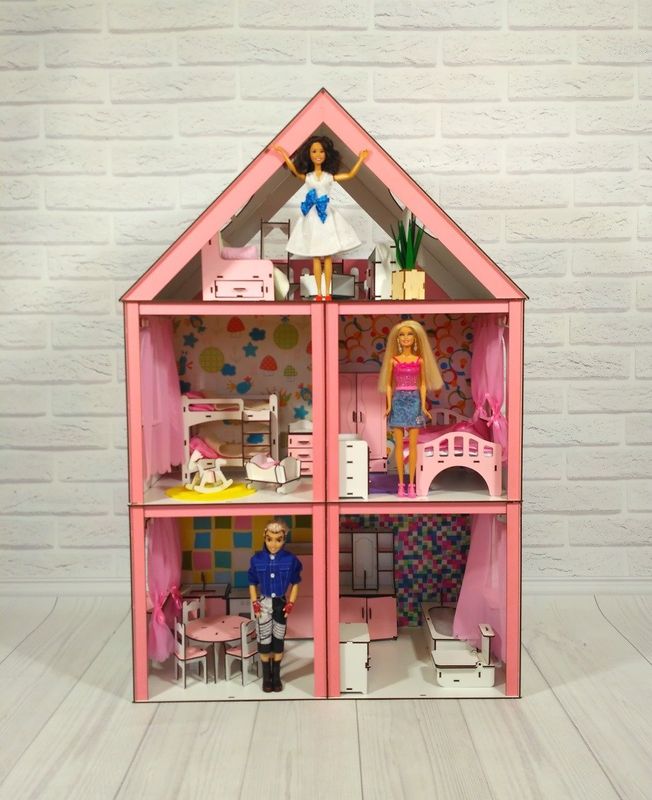 Кукольный домик Большой Особняк Барби с мебелью
