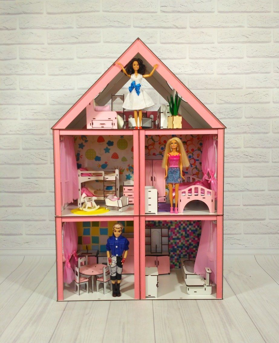 Кукольный дом с мебелью и куклами