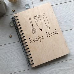 Кулинарная деревянная книга на пружине для записи рецептов
