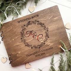 Весільний дерев`яний альбом для фотографій та побажань