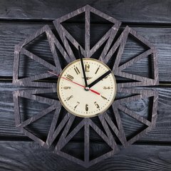 Дерев'яний геометричний годинник на стіну