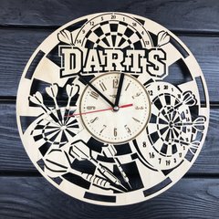 Круглий настінний годинник з дерева «Дартс»
