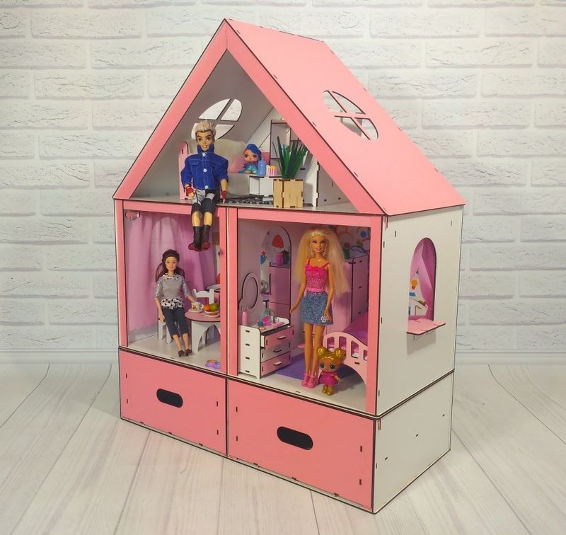 Деревянный кукольный домик Особняк Барби LUX
