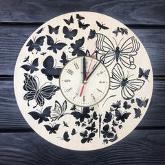 Годинник настінний з берези «Політ метеликів»